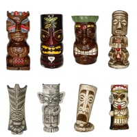 Ensemble de mugs Tiki en céramique pour cocktails, décoration de bar, Hawaii, mug Tiki personnalisé en céramique, mug totem Tiki