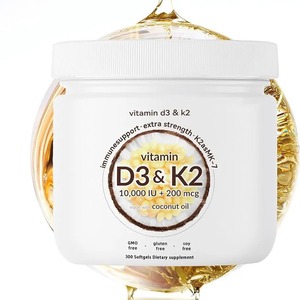 Cápsulas Blandas de Vitamina <span class=keywords><strong>D3</strong></span> K2 de Venta Caliente OEM ODM, <span class=keywords><strong>D3</strong></span> y K2 10000 UI con Aceite de Coco, Vitaminas Inmunitarias en Cápsulas Blandas - Product Image 2