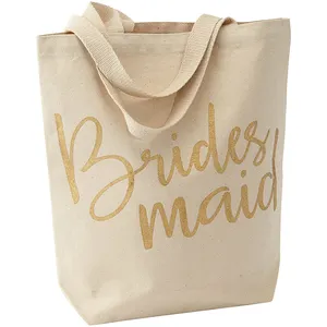 No Horrible Smell Maid of Honor Maid of Bride Bridesmaid Wedding Canvas Tote Bag with Gold Stamped for gift bride to be tote