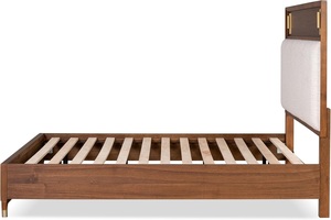 Lit King Size Moderne du Milieu du Siècle, Magnifique, 1 pièce, en Bois Massif Noyer, Rembourré - Product Image 5