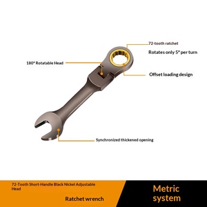 WORKPRO 8 Piece Flex Head Stubby <b>Ratcheting</b> Combination Wrench Set Metric 9-17 mm 72-Teeth CRV Nickel Plating Rolling Pouch - Product Image 6