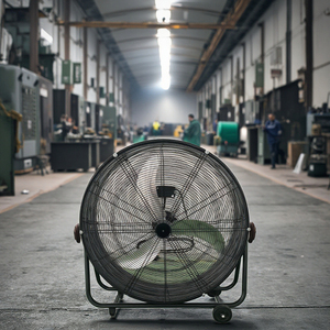 Ventilateur industriel d'intérieur en métal noir de 36 pouces, moteur en cuivre, 3 pales courbées, pour application domestique extérieure, portable sur pied - Product Image 6