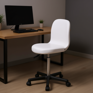 Chaise de bureau blanche en cuir PU, pivotante, réglage manuel, design moderne, pour usage professionnel - Product Image 2