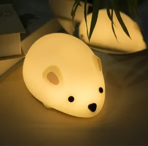 Lampe de bureau en silicone souple en forme de souris pour accompagner le sommeil la nuit pour chambre d'enfant