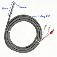 Sonde de température PT100 RTD haute précision, classe A, 3 fils, PVC gris, 6x50mm, sonde en acier inoxydable, câble de 3M, 0 à 105 degrés Celsius