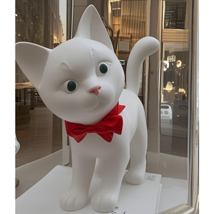 Statua di gatto bianco personalizzato grande personaggio dei cartoni animati scultura carta all'aperto parete da arrampicata figura IP dispositivo schizzo - Product Image 1
