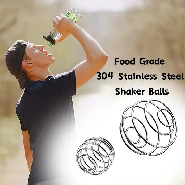 Pengocok bola mini Stainless Steel 304 Food Grade, pengocok bola Protein Milkshake 2 ukuran