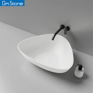 Vente chaude Lavabo à main en pierre artificielle personnalisée Mat Style américain Moderne Carré Montage sur plan de travail pour hôtels - Product Image 4