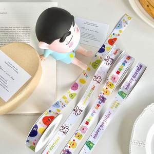 Rubans décoratifs colorés en gros-grain pour gâteaux, ludiques et mignons, pour emballage cadeau, en polyester, avec gaze de neige transparente - Product Image 1