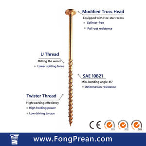 Tornillo para Madera con Cabeza de Arco Modificada y Rosca Helicoidal para Estructuras de Madera y Conexiones Estructurales - Product Image 3