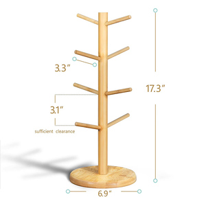 Support à tasses en bambou fait main avec égouttoir, présentoir décoratif pour tasses à thé, porte-clés d'entrée pour la maison - Product Image 2