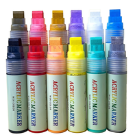 Ensemble de stylos en acrylique Jumbo 15mm à haute teneur en pigment pour la peinture de signes multi-surfaces en verre bricolage