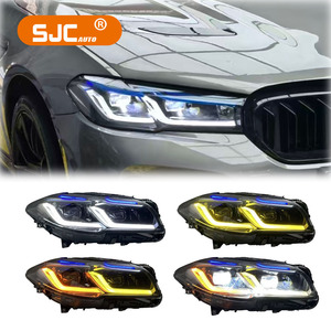 Faros Delanteros SJC para <span class=keywords><strong>BMW</strong></span> Serie 5 <span class=keywords><strong>F10</strong></span> F18 520i 535i 525i M5, Estilo G, Doble DRL, LED Amarillo y Blanco, Modificados, V2, 2011-2017 - Product Image 1