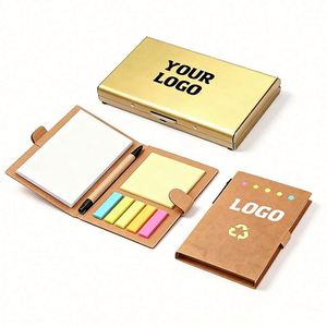 สมุดโน้ตปกคราฟท์ขายส่ง พิมพ์โลโก้ได้ สมุดบันทึกขนาดเล็ก กระดาษโน้ตแบบมีกาวในตัว พร้อมปากกา ของขวัญส่งเสริมการขายสำหรับธุรกิจ - Product Image 1