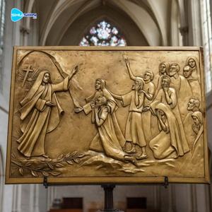 Pannello in Bronzo Cristiano con Rilievo di Gesù, Vergine Maria e Santi, Scultura Murale Biblica per Chiesa - Product Image 4