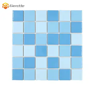 6mm Ceramic Mosaic Tile 306x306mm Wholesale Price Mixed Blue Swimming Pool 6mm Mosaic Tiles Ceramic Tile For Bathroom