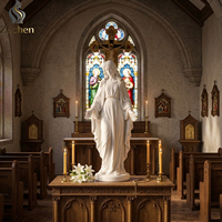 Statue religieuse personnalisée haut de gamme en résine de la Vierge Marie, peinte et grandeur nature, sculpture de figurine pour cour catholique