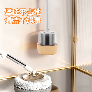 Wall Mounted Toilet <b>Brush</b> With Aluminum Rod <b>Round</b> Base Durable Cleaning Set For Bathroom - Product Image 1