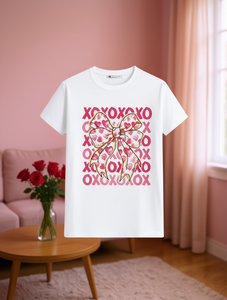 T-Shirt da Donna per San Valentino con Stampa XOXO e Cuore, Manica Corta, Collo Tondo, Traspirante, Design Carino per Primavera Estate - Product Image 2
