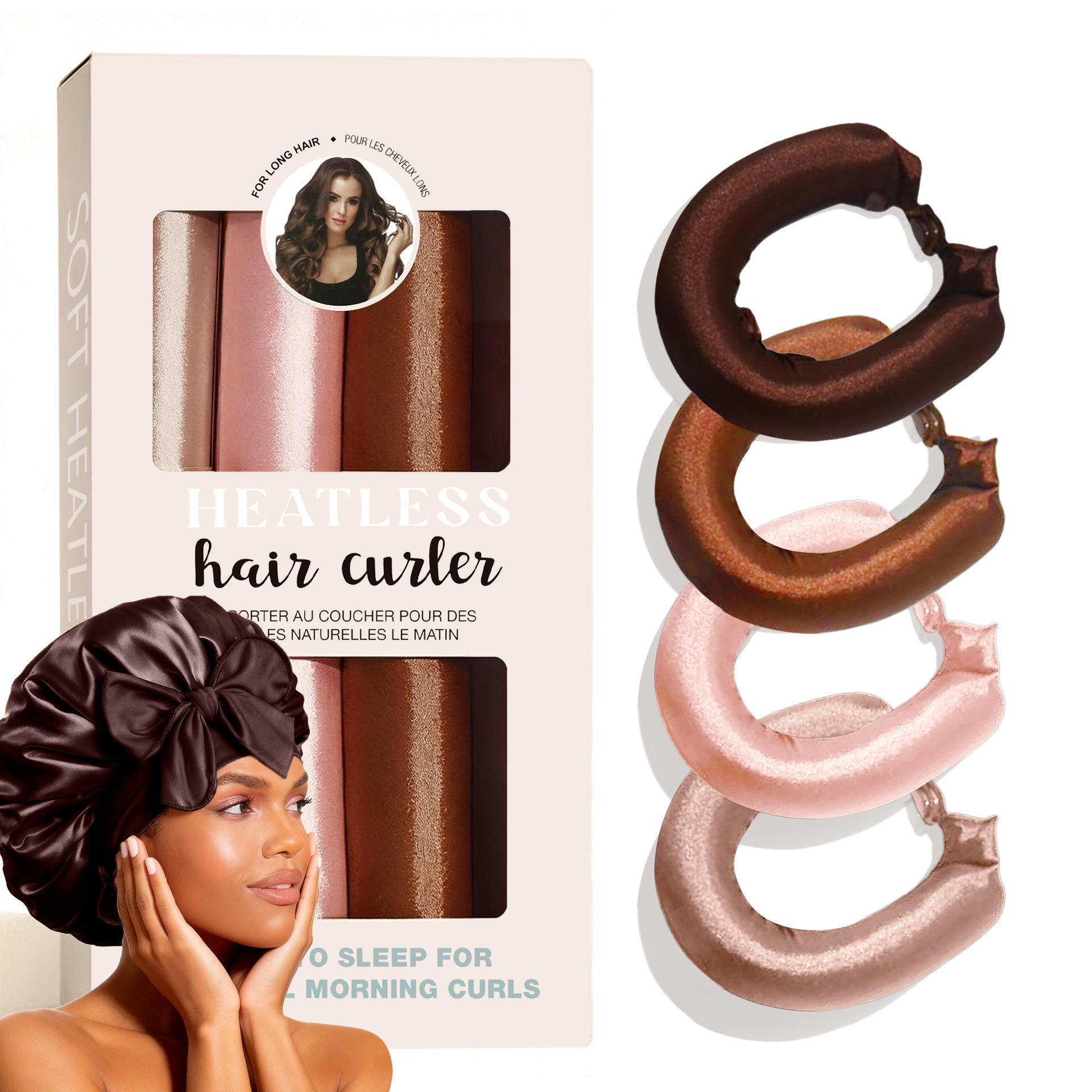 หมวกคลุมผมสีแดงและน้ำตาล 5 ชิ้น บรรจุกล่อง