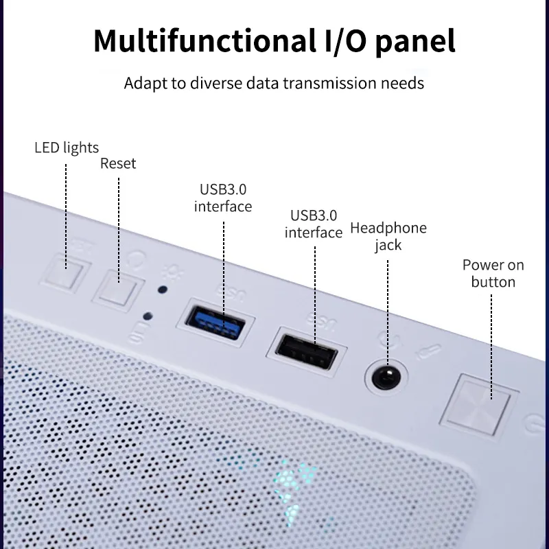 เคสอลูมิเนียม ATX เคสเคสคอมพิวเตอร์ตั้งโต๊ะพร้อมพัดลมระบายความร้อน3.0 USB RGB LED สำหรับคอมพิวเตอร์เซิร์ฟเวอร์