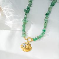 Bijoux de plage bohèmes en acier inoxydable plaqué or PVD 18 carats, avec perles en pierre naturelle et coquille Saint-Jacques, résistants au ternissement, sur le thème de l'océan