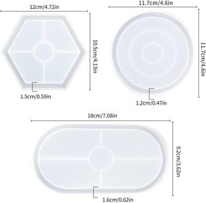 DIY <b>Crystal</b> Epoxy Mold Oval Table Holder Coaster Silicone Mold Resin Making <b>Mirror</b> Tray Mold - Product Image 2