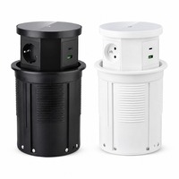 Boîte de prise électrique intelligente escamotable en aluminium à prix d'usine, design dissimulé, 4 prises CA, prise universelle UK/US pour bureau