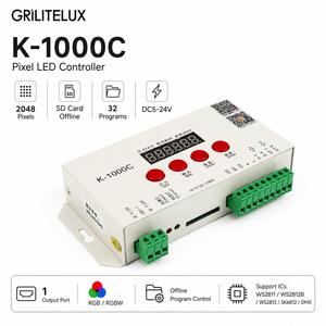 Contrôleur de pixels LED SPI DMX double protocole K-1000C DC5-24V 2048 pixels SPI 512 pixels DMX Lecture de carte SD - Product Image 1