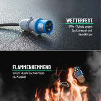 Adaptateur de prise CEE 16A 250V pour camping vers prise Schuko avec câble en caoutchouc H07RN-F 3G 2,5 mm de 1,5 m, rallonge IP44