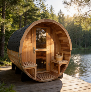 Sauna de Madera Sólida de Cedro Rojo Sostenible para 2-6 Personas, Ecológica, con Energía Solar, para Uso en Oficinas o Salas de Descanso - Product Image 1