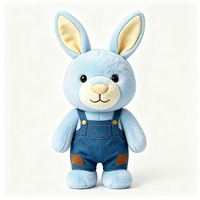 Peluche Lapin de Dessin Animé Doux et Moelleux avec Tenue en Jean – Poupée Animale Adorable Personnalisable et Hypoallergénique