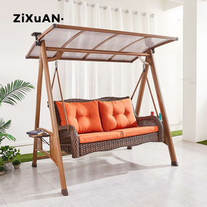 Sedia a dondolo da giardino in alluminio pressofuso di alta qualità, 3 posti, con tetto, per esterni, in metallo, in <span class=keywords><strong>ferro</strong></span> <span class=keywords><strong>battuto</strong></span>, per patio, con funzione letto, per pranzo all'aperto - Product Image 2