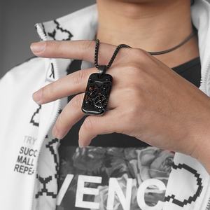 Colliers et pendentifs mécaniques carrés punk de haute qualité, plaqués noir, avec design engrenages - Product Image 5