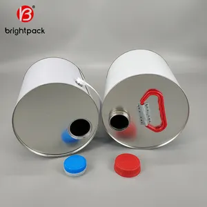 5L Metal Oil Packaging Empty Tin Can Clean Solvent Paint Tin Pail With Plastic Lid