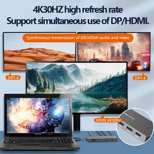 Dual HDTV 4K 60hz Displayport 13 In 1 USB-C Dock USB3.1 10Gbps MST Hub 13 Ports Type C Docking Station