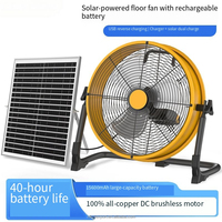 Tragbarer Solar-Aufladbarer 6-Gang-Standventilator Abnehmbares Solarpanel Geräuscharm Lange Akkulaufzeit (5-48 Stunden) für Draußen