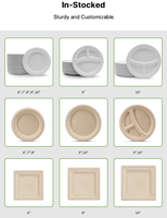 Assiette jetable ronde recyclable de 7 pouces Assiette de fête en pâte de canne à sucre Assiettes de bagasse biodégradables 100% compostables