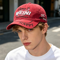 Casquettes de baseball unisexes 6 panneaux en gros, style vintage sportif avec motif à pois et lettres, 100 % coton, pour le sport, le golf et les activités de plein air