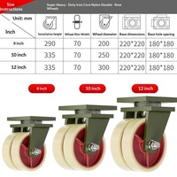 Roulettes industrielles super robustes à double roue pivotante avec frein en acier et nylon pour conteneurs maritimes de 8, 10 et 12 pouces, capacité de charge de 3 à 5 tonnes