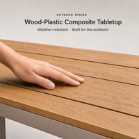 Ensemble de salle à manger d'extérieur en aluminium complet avec chaises Loran et grande table en bois plastique - Performance durable, résistante au soleil et à la rouille