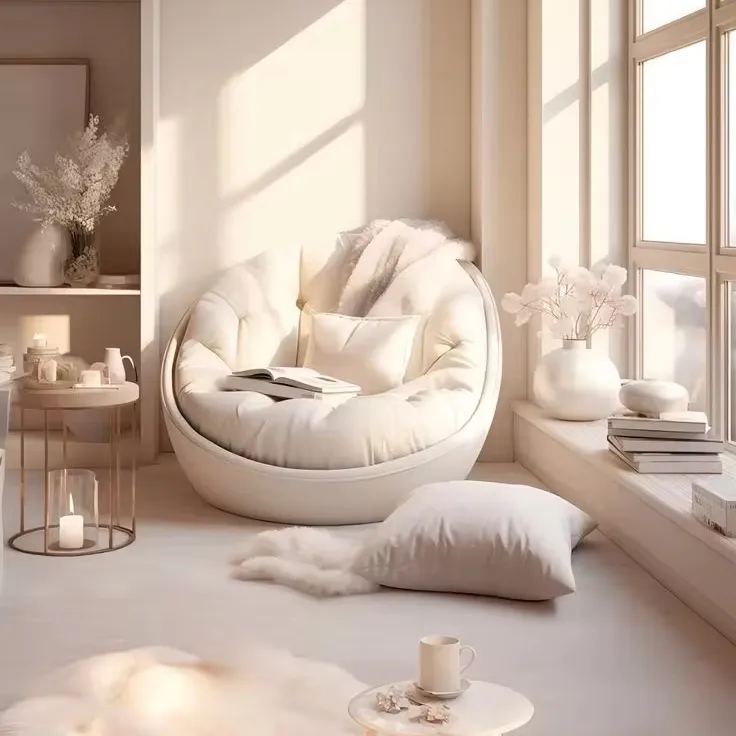 New Trend Modern Simple Minimalist Velvet Comfort Fabric Leisure Bean Bag Living Room Lounge Reclining Chair