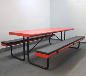 <span class=keywords><strong>Table</strong></span> de pique-nique rouge en acier massif pour jardin extérieur, terrasse, parc, avec <span class=keywords><strong>coussin</strong></span> - Product Image 1