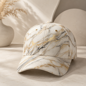 Casquette de baseball unisexe 6 panneaux à impression intégrale, style sportif et tendance, structure ajustée, or, blanc, noir, décontractée, polyester/coton, OEM ODM - Product Image 1