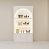 Vitrines de présentation de cosmétiques en bois de luxe, écologiques et durables, présentoirs de salon de beauté haut de gamme, étagères minimalistes pour soins de la peau, sur mesure