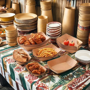 Barquettes jetables en papier kraft pour la restauration rapide, forme rectangulaire, pour frites, collations, salades, biscuits, pour plats à emporter - Product Image 6