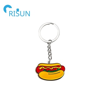 Fabricación de Metal Snack Foods Llavero Esmalte personalizado Hot Dog Llavero Salchicha roja Hotdog <span class=keywords><strong>Food</strong></span> Llavero - Product Image 4