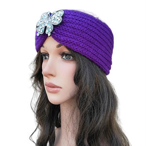Diadema de punto de ganchillo <span class=keywords><strong>para</strong></span> mujer, calentador de orejas, <span class=keywords><strong>turbante</strong></span> suave, calentador elástico, diademas, moda de invierno, envoltura <span class=keywords><strong>para</strong></span> la cabeza - Product Image 2