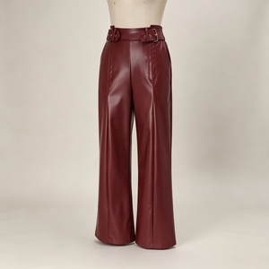 Pantalones Cortos Anchos de Piel Sintética Transpirable a Cuadros de Secado Rápido para Mujer, Estilo Urbano, Cintura Media Elástica de PU - Product Image 3
