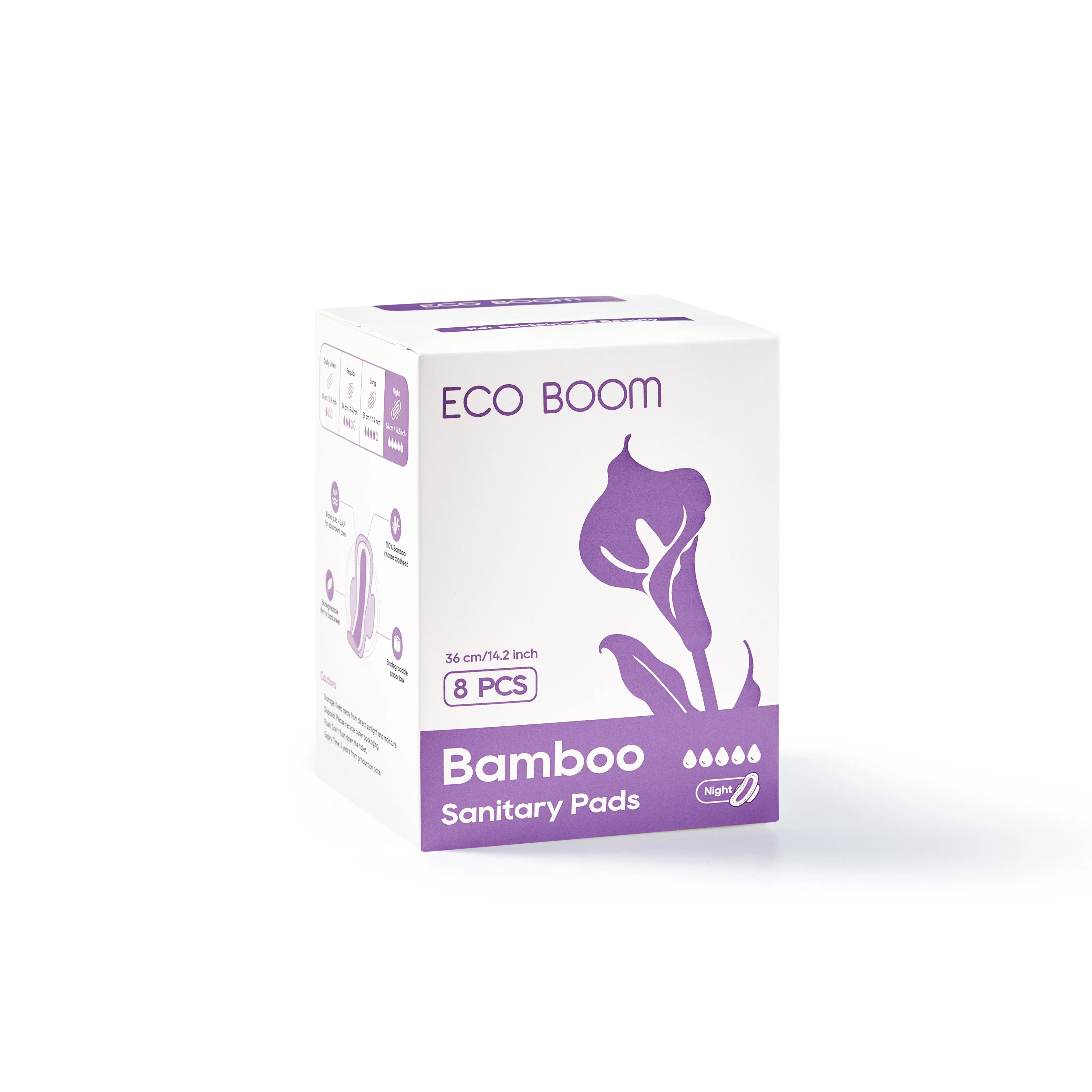 ECO BOOM無料サンプルカスタム使用フラッシュ可能なパンティーライナー使い捨てオーガニック期間月経衛生パッド女性用